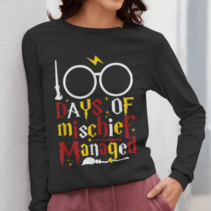 100 Days Of Mischief Managed Teacher Kid 100th Day Of School Women Long Sleeve T-Shirt, funny design 100 Days Of Mischief Managed Teacher Kid 100th Day Of School Women Long Sleeve T-Shirt, funny design