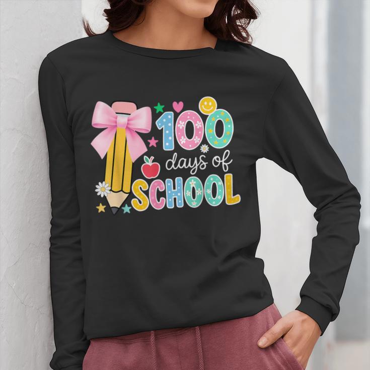 100 Days Of School Preppy 100th Day Of School Teachers Girls Women Long Sleeve T-Shirt, funny design