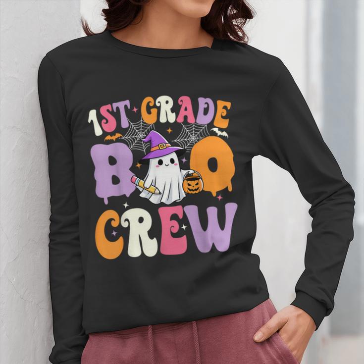 1st Grade Boo Crew Spooky First Grade Halloween Teacher Women Long Sleeve T-Shirt, First Grade Teacher Gifts, funny design