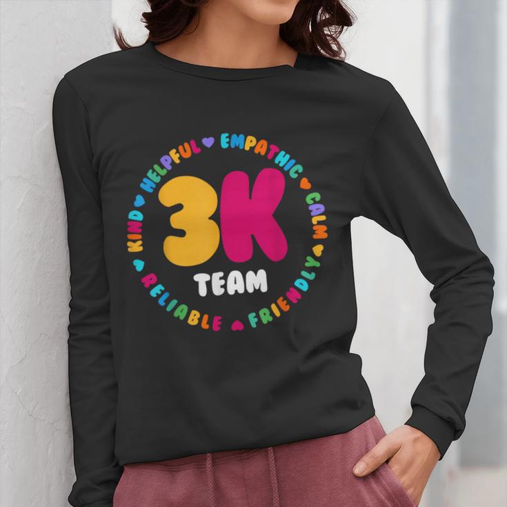 3K Team & Teacher Squad Threes Crew PreK Elementary Team Women Long Sleeve T-Shirt, funny design 3K Team & Teacher Squad Threes Crew PreK Elementary Team Women Long Sleeve T-Shirt, funny design