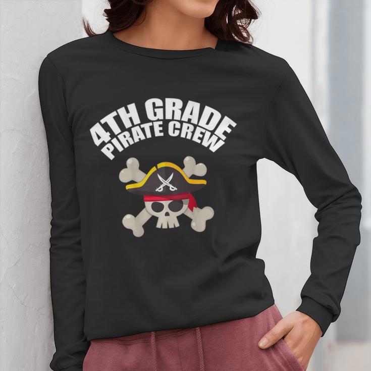 4th Grade Pirate Crew Halloween Costume Cool Teacher Student Women Long Sleeve T-Shirt, 4th Grade Teacher Gifts, funny design