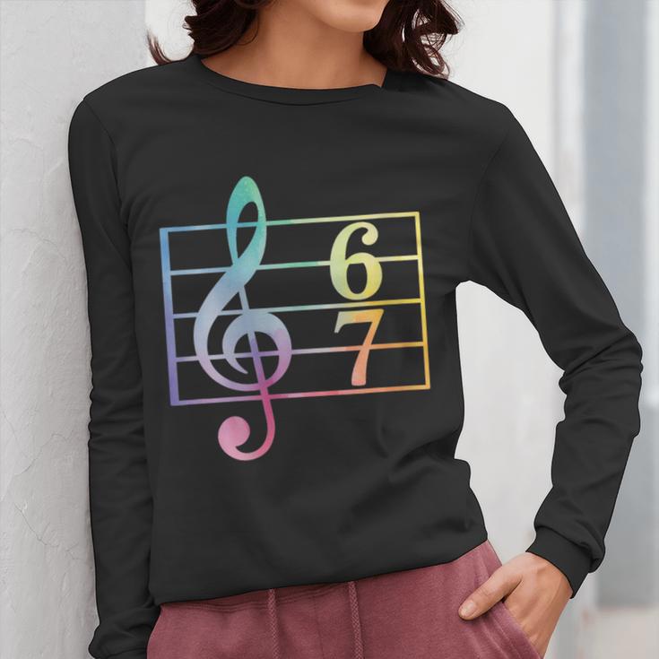 67 Music Meme Slang Six Seven Music Teacher Musician Women Long Sleeve T-Shirt, funny design