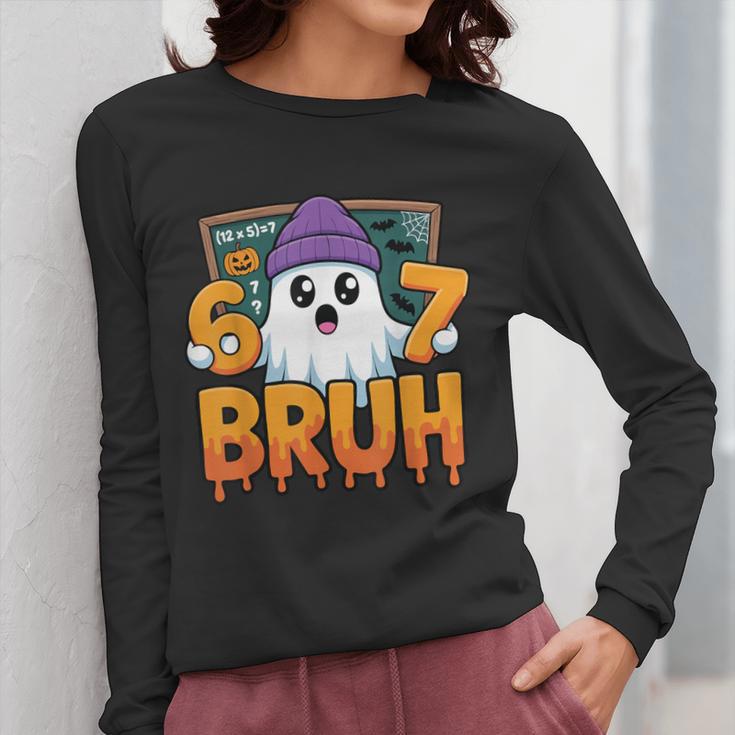 67 Teacher Ghost Six Seven Meme Math Equation Bruh Halloween Women Long Sleeve T-Shirt, funny design