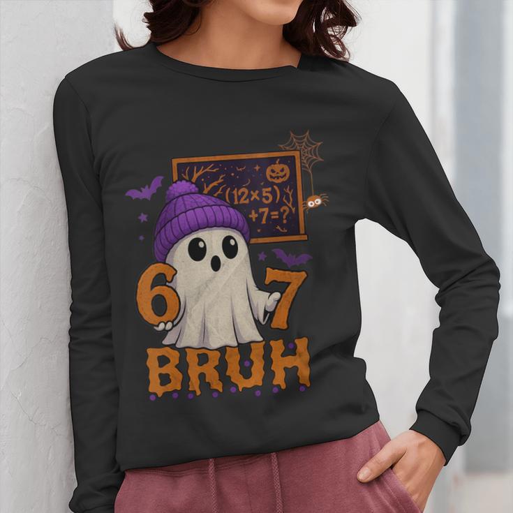 67 Teacher Halloween Ghost Six Seven Meme Math Equation Bruh Women Long Sleeve T-Shirt, funny design