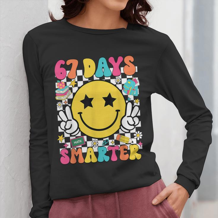 67th Day Of School Shirt 67 Days Smarter Teacher Boy Girls Women Long Sleeve T-Shirt, funny design