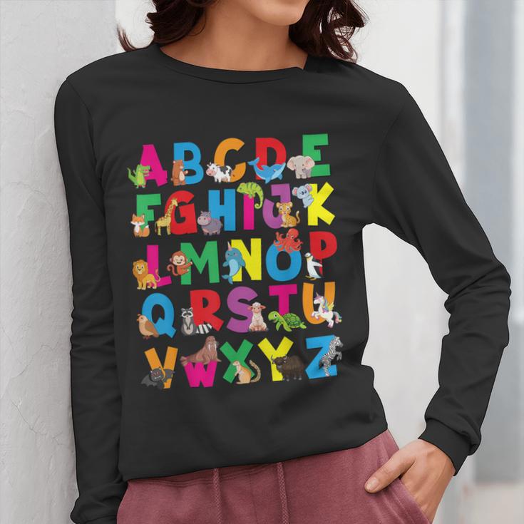 Alphabet Animals ABCs Zoo Kids Boys Girls Teacher Women Long Sleeve T-Shirt, funny design
