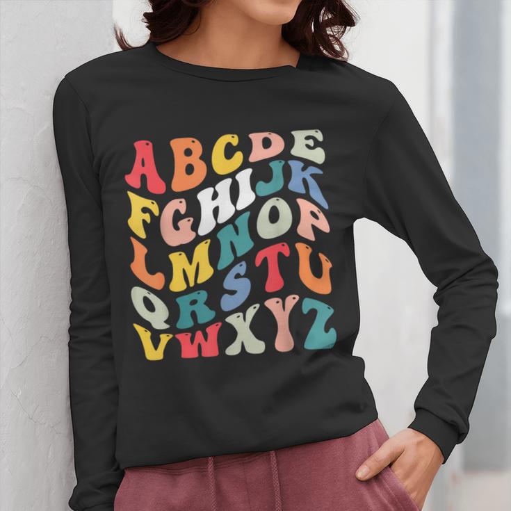 Alphabet Hi Back To School ABC Pre K Kindergarten Teacher Women Long Sleeve T-Shirt, funny design