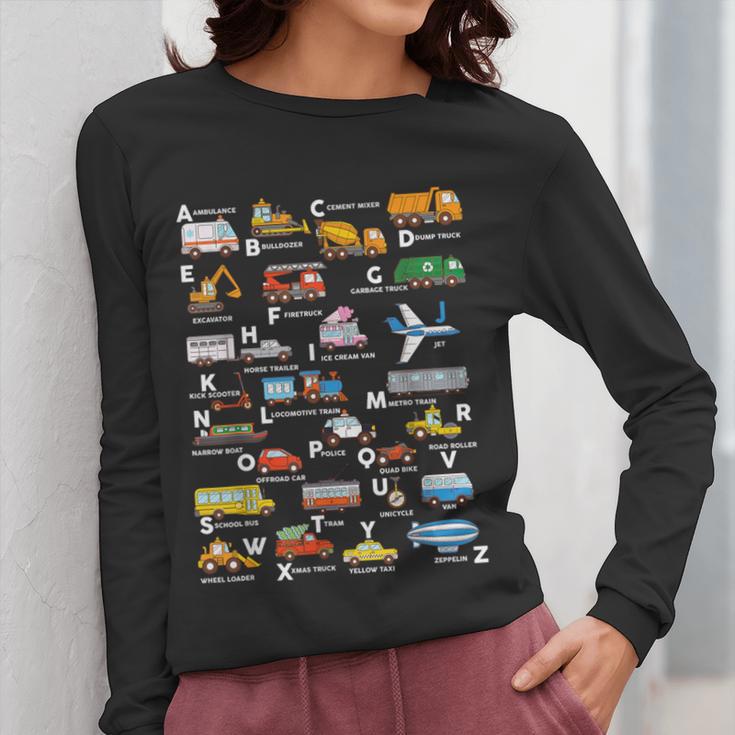 Alphabet Vehicles ABCs Learning Teachers Kids Boys Girls Women Long Sleeve T-Shirt, funny design