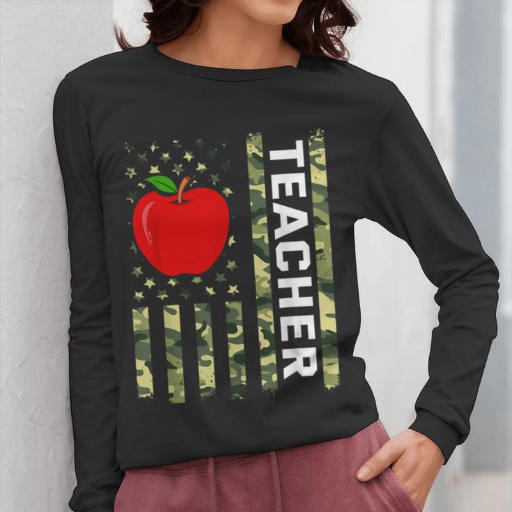 American Flag Camouflage Teacher Patriotic 4th Of July Women Long Sleeve T-Shirt, funny design American Flag Camouflage Teacher Patriotic 4th Of July Women Long Sleeve T-Shirt, funny design