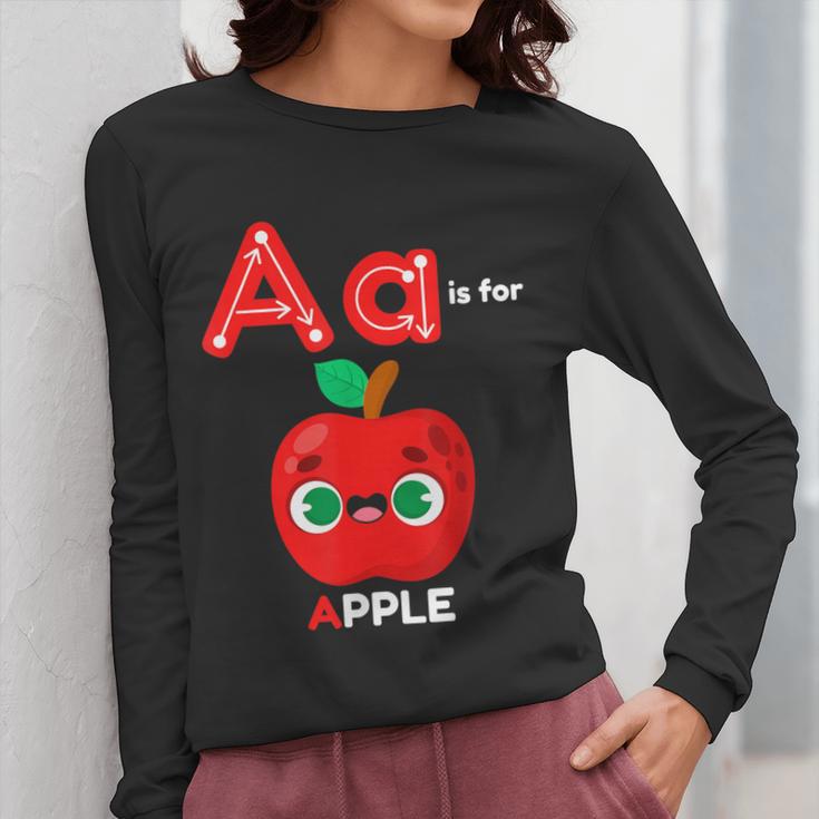 A Is For Apple Pre-K Kindergarten Teacher Student Women Long Sleeve T-Shirt, funny design
