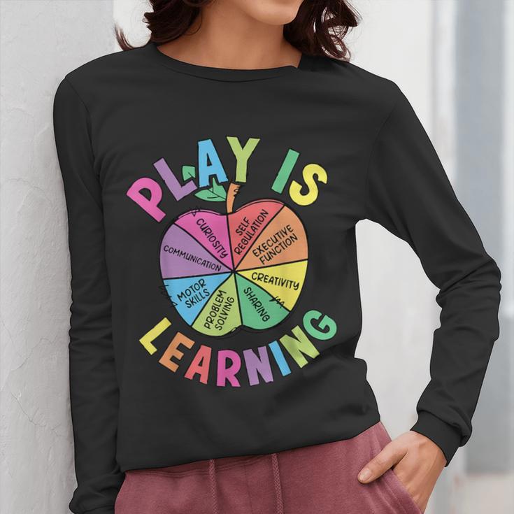 Apple Retro Play Is Learning Kindergarten Teacher Daycare Women Long Sleeve T-Shirt, funny design Apple Retro Play Is Learning Kindergarten Teacher Daycare Women Long Sleeve T-Shirt, funny design