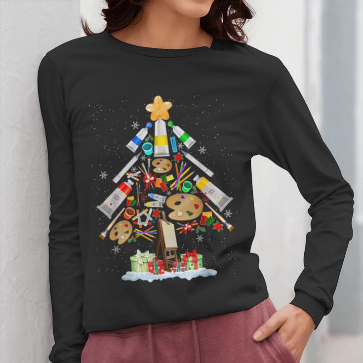 Art Christmas Tree Merry Christmas Artist Art Teacher Women Long Sleeve T-Shirt, funny design Art Christmas Tree Merry Christmas Artist Art Teacher Women Long Sleeve T-Shirt, funny design