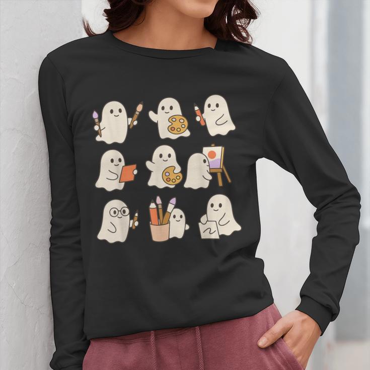 Art Teacher Ghost Halloween Artists Painter Teacher Spooky Women Long Sleeve T-Shirt, funny design Art Teacher Ghost Halloween Artists Painter Teacher Spooky Women Long Sleeve T-Shirt, funny design
