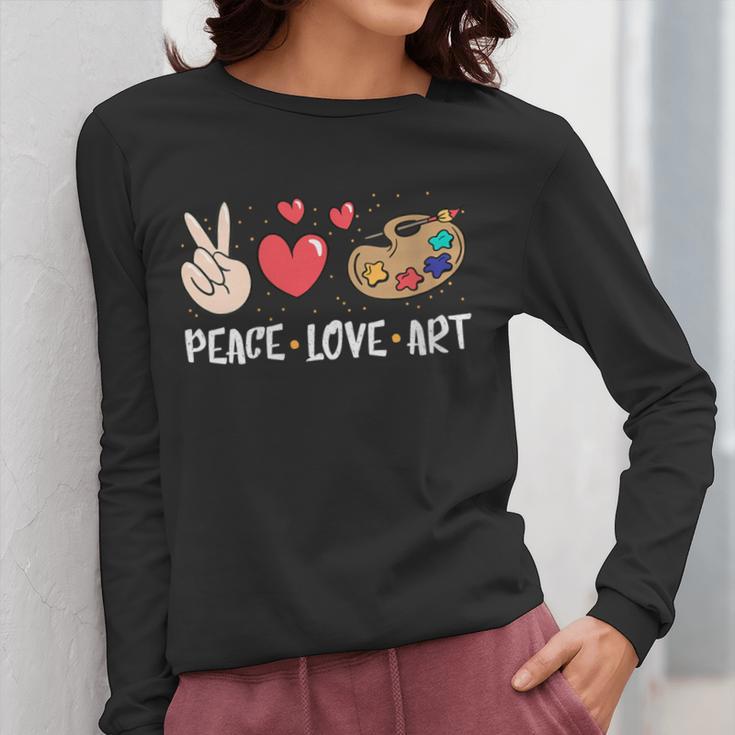 Art Teacher Peace Love Art For Artists And Painters Women Long Sleeve T-Shirt, funny design Art Teacher Peace Love Art For Artists And Painters Women Long Sleeve T-Shirt, funny design