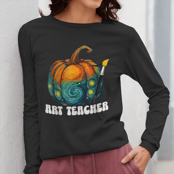 Art Teacher Pumpkin Halloween Night Men Women Women Long Sleeve T-Shirt, funny design