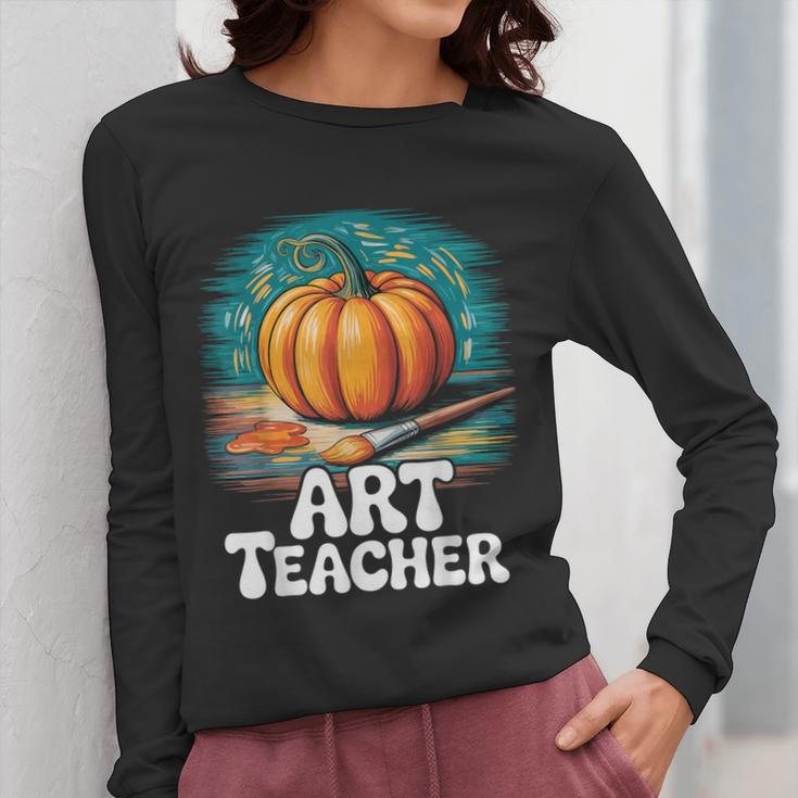 Art Teacher Pumpkin Painting Halloween Costume Women Long Sleeve T-Shirt, funny design
