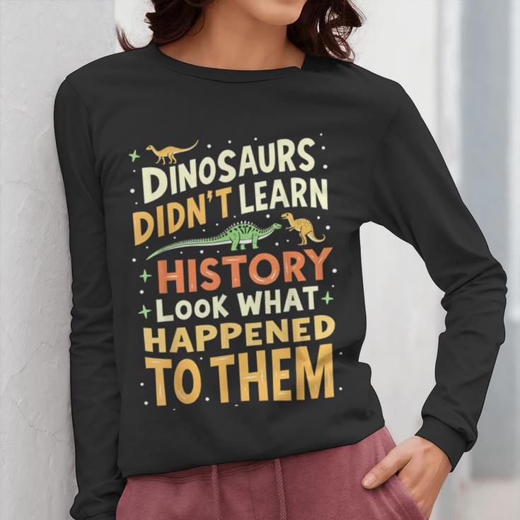 Back To School Dinosaur Social Studies Teacher Student Women Long Sleeve T-Shirt, funny design Back To School Dinosaur Social Studies Teacher Student Women Long Sleeve T-Shirt, funny design
