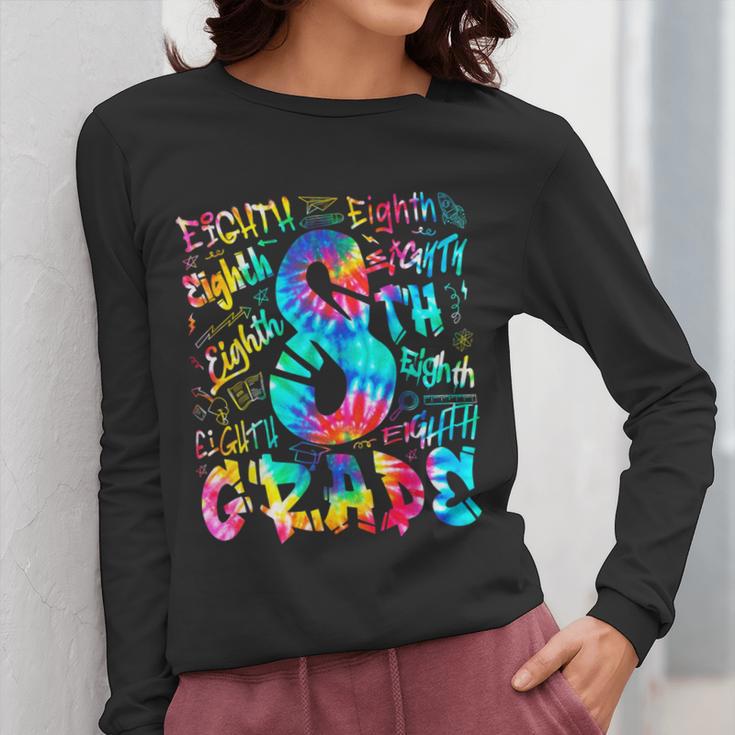 Back To School Eighth 8th Grade Tie Dye Typography Teacher Women Long Sleeve T-Shirt, funny design Back To School Eighth 8th Grade Tie Dye Typography Teacher Women Long Sleeve T-Shirt, funny design