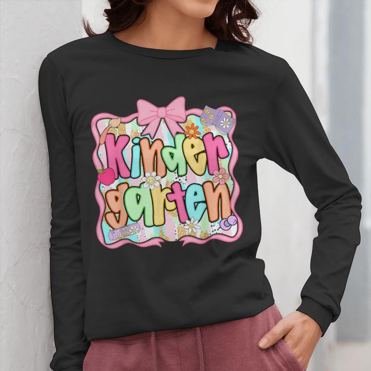 Back To School Kindergarten Preppy Teacher Girl Women Long Sleeve T-Shirt, funny design Back To School Kindergarten Preppy Teacher Girl Women Long Sleeve T-Shirt, funny design