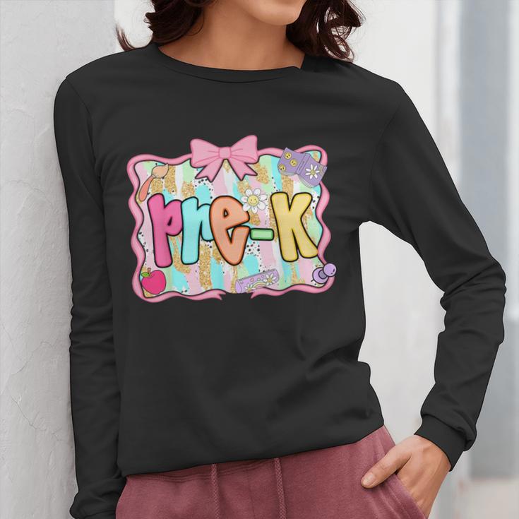 Back To School Pre-K Preppy Teacher Girl Women Long Sleeve T-Shirt, funny design Back To School Pre-K Preppy Teacher Girl Women Long Sleeve T-Shirt, funny design