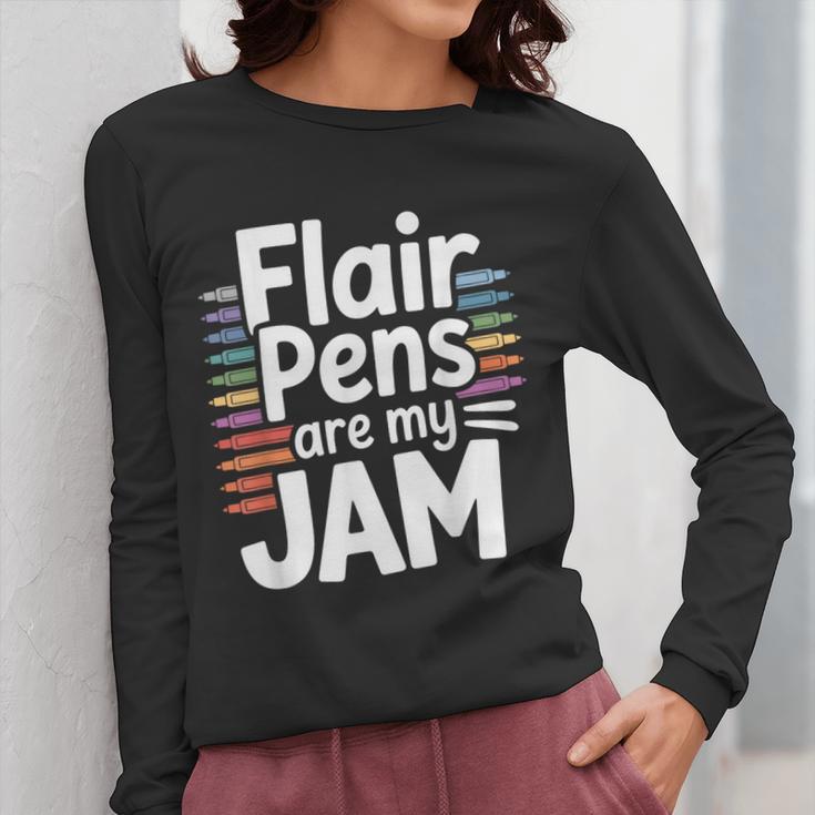 Back To School Teacher Flair Pens Are My Jam Women Long Sleeve T-Shirt, funny design Back To School Teacher Flair Pens Are My Jam Women Long Sleeve T-Shirt, funny design