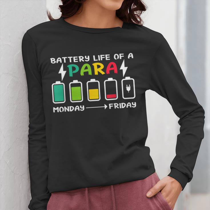 Battery Life Of a Paraprofessional Para Teacher Life Women Long Sleeve T-Shirt, funny design Battery Life Of a Paraprofessional Para Teacher Life Women Long Sleeve T-Shirt, funny design