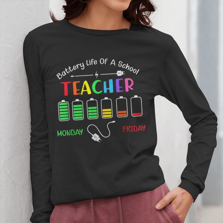 Battery Life Of A School Teacher Monday To Friday For Men Women Women Long Sleeve T-Shirt, funny design