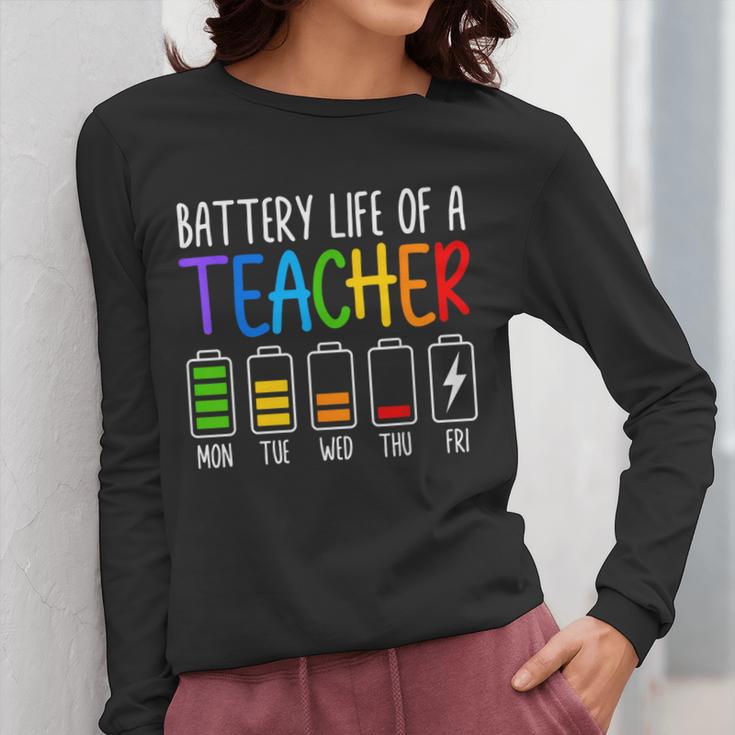 Battery Life Of A Teacher School Teacher Appreciation Women Long Sleeve T-Shirt, funny design Battery Life Of A Teacher School Teacher Appreciation Women Long Sleeve T-Shirt, funny design