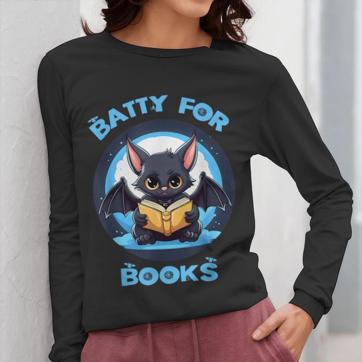 Batty About Books Lover Teacher Librarian Bookish Halloween For Men Women Kids Women Long Sleeve T-Shirt, funny design Batty About Books Lover Teacher Librarian Bookish Halloween For Men Women Kids Women Long Sleeve T-Shirt, funny design