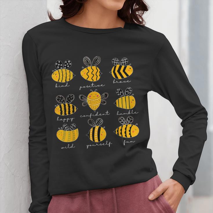 Bee Kind Positive Brave Happy Confident Humble Teacher Women Long Sleeve T-Shirt, funny design Bee Kind Positive Brave Happy Confident Humble Teacher Women Long Sleeve T-Shirt, funny design