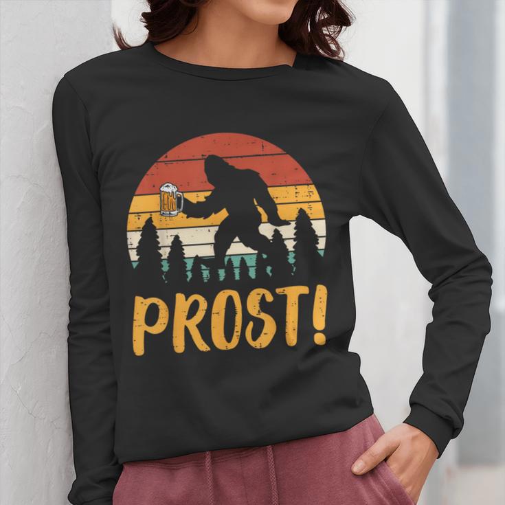 Bigfoot Sasquatch Prost Retro Bavarian Oktoberfest Men Women Women Long Sleeve T-Shirt, funny design