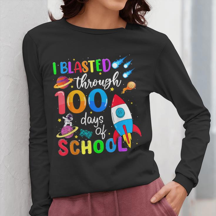 I Blasted Through 100 Days Of School 100th Day Teacher Kids Women Long Sleeve T-Shirt, funny design