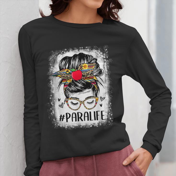 Bleached Teacher Para Life Paraprofessional Cute Messy Bun For Men Women Girls Kids Women Long Sleeve T-Shirt, funny design Bleached Teacher Para Life Paraprofessional Cute Messy Bun For Men Women Girls Kids Women Long Sleeve T-Shirt, funny design
