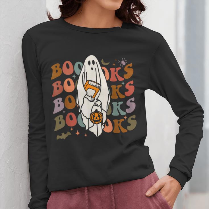 Booooks Ghost Halloween Groovy Vintage Teacher Book Reading Women Long Sleeve T-Shirt, Groovy Teacher Gifts, funny design Booooks Ghost Halloween Groovy Vintage Teacher Book Reading Women Long Sleeve T-Shirt, Groovy Teacher Gifts, funny design