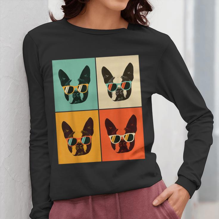 Bostie Dog Lover Boston Terrier With Sunglasses For Men Women Girls Kids Women Long Sleeve T-Shirt, funny design
