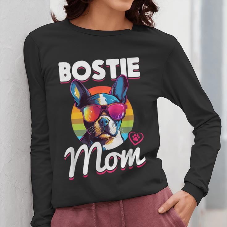 Boston Terrier Bostie Dog Breed Pet Bostie Mom Women Long Sleeve T-Shirt, Couple Gifts, Mom Gifts, Boston Terrier Mom Gifts, funny design