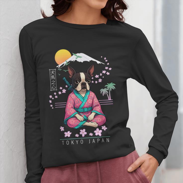 Boston Terrier Boston Bull Terrier Women Long Sleeve T-Shirt, funny design