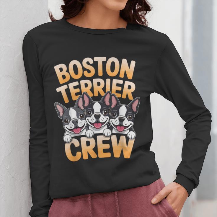 Boston Terrier Crew Cartoon For Dog Owner Pet Boston Terrier Women Long Sleeve T-Shirt, funny design