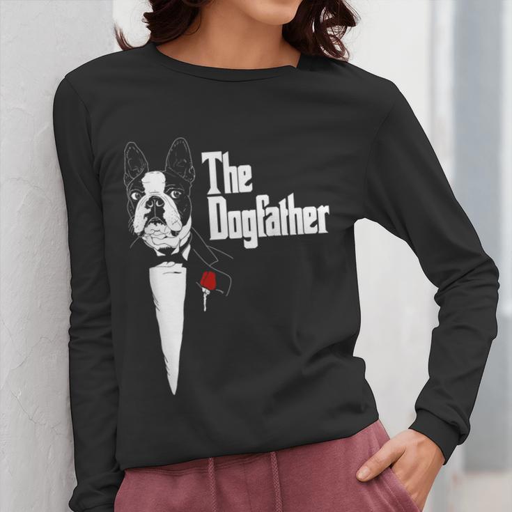 Boston Terrier Dad The DogFather Shirt Boston Terrier Women Long Sleeve T-Shirt, Couple Gifts, Boston Terrier Dad Gifts, funny design