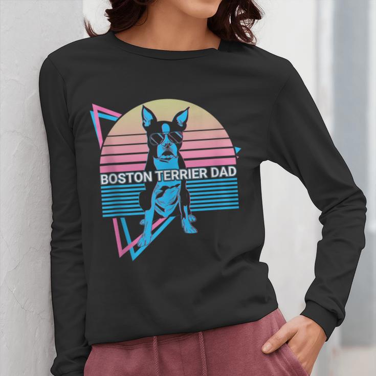 Boston Terrier Dad Retro Women Long Sleeve T-Shirt, Couple Gifts, Boston Terrier Dad Gifts, funny design