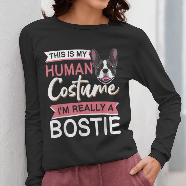 Boston Terrier Dog Bostie Halloween Costume Dog For Kids Women Long Sleeve T-Shirt, Boston Terrier Halloween Gifts, funny design