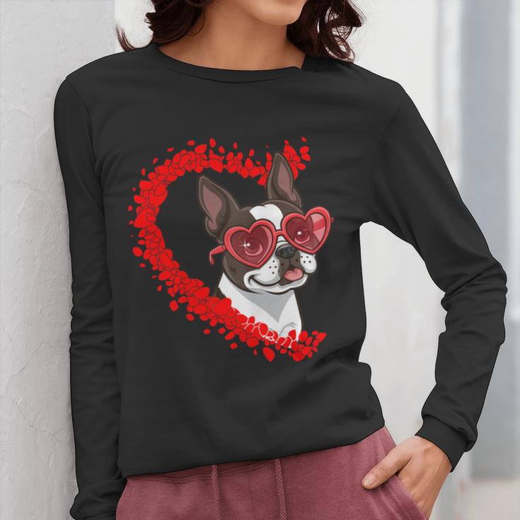 Boston Terrier Dog Mom Dad Valentine’s Day Pet Lover For Men Women Kids Women Long Sleeve T-Shirt, Couple Gifts, Mom Gifts, Boston Terrier Dad Gifts, Boston Terrier Mom Gifts, funny design