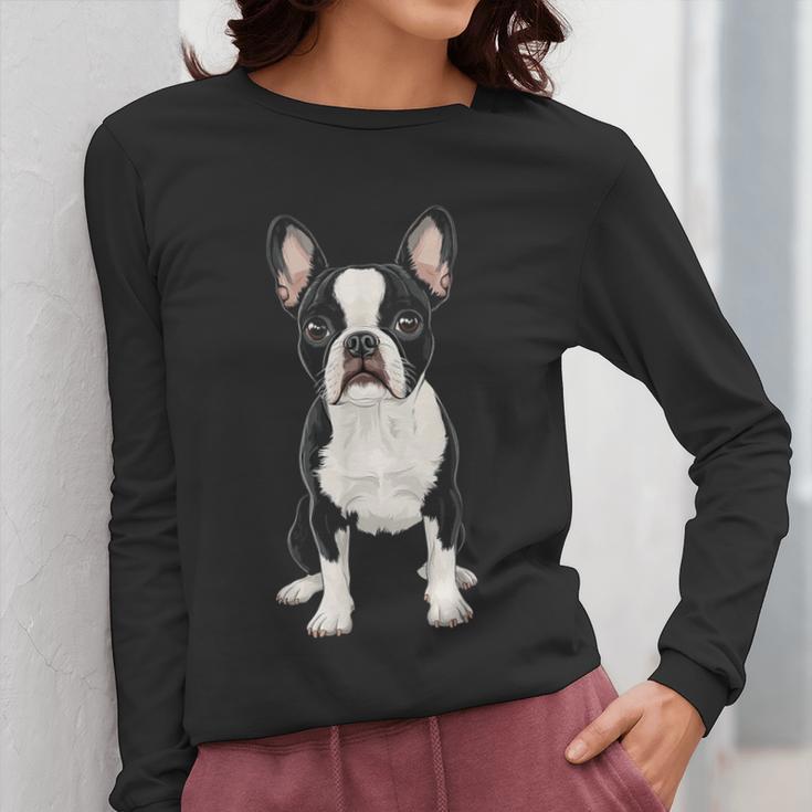 Boston Terrier Dog Motif Pet Art Boston Terrier For Men Women Kids Women Long Sleeve T-Shirt, funny design