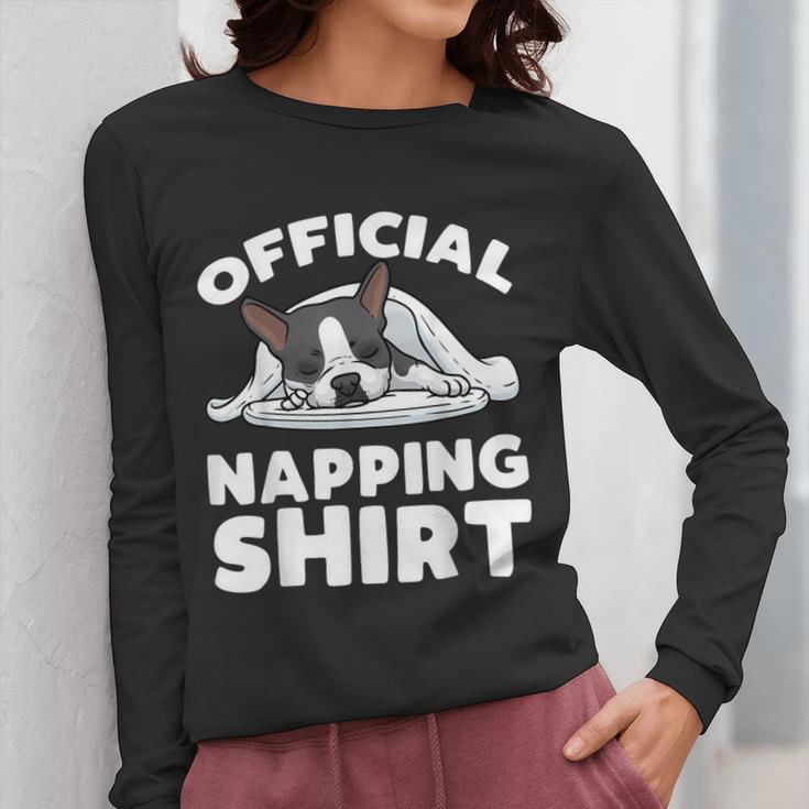 Boston Terrier Dog Official Sleeping Shirt Men Women Kids Women Long Sleeve T-Shirt, funny design