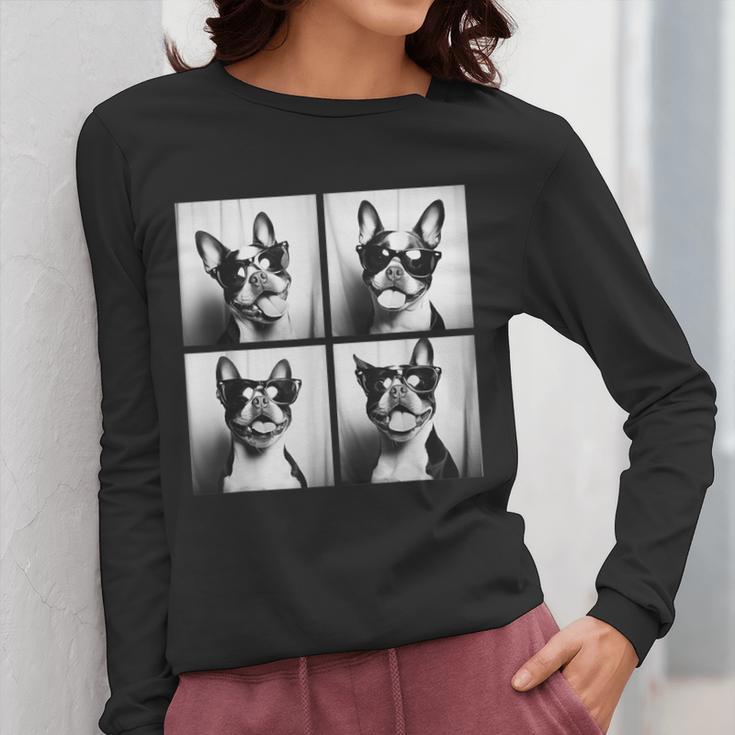 Boston Terrier Dogs With Sunglasses Photo Pets Meme Women Long Sleeve T-Shirt, funny design