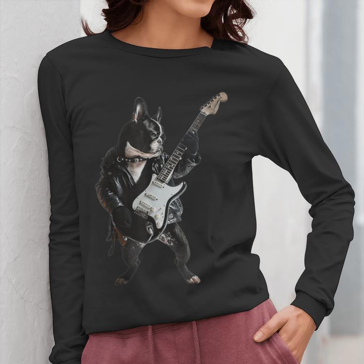 Boston Terrier Guitar Women Long Sleeve T-Shirt, funny design