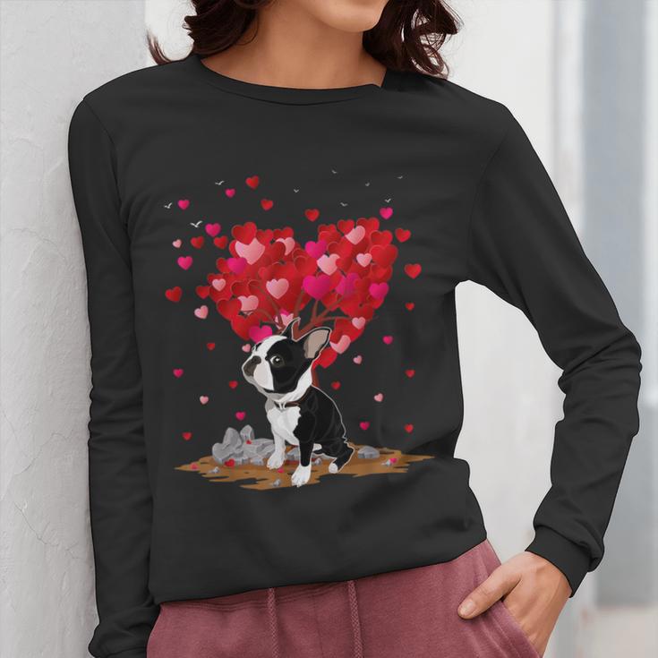 Boston Terrier Lover Heart Shape Boston Terrier Valentine Women Long Sleeve T-Shirt, funny design