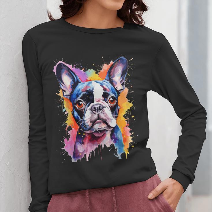 Boston Terrier Lover Pop Art Color Boston Terrier Dog For Men Women Girls Kids Women Long Sleeve T-Shirt, funny design