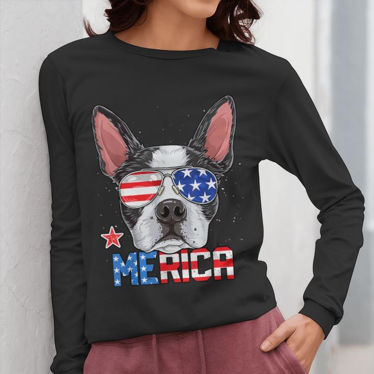Boston Terrier Merica 4th Of July T Shirt Men Boys Dog Puppy Women Long Sleeve T-Shirt, Boston Terrier 4th Of July Gifts, funny design