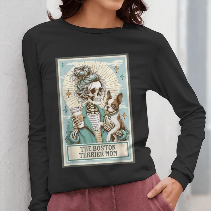 Boston Terrier Mom Skeleton Tarot Card Witch Vibes Dog Mom Women Long Sleeve T-Shirt, Couple Gifts, Mom Gifts, Boston Terrier Tarot Gifts, Boston Terrier Mom Gifts, funny design